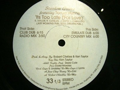 画像2: STARDOM GROOVE Feat. TONYA WYNNE / IT’S TOO LATE (FOR  LOVE)