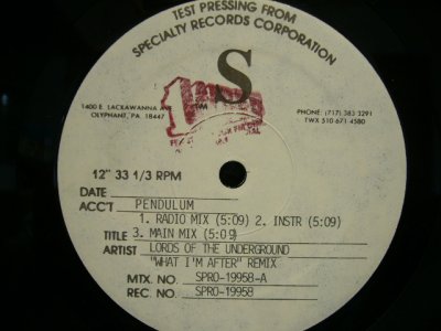 画像1: LORDS OF THE UNDERGROUND / WHAT I’M AFTER (TESTPRESS REMIX)