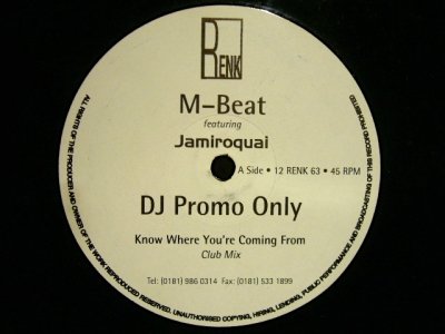 画像1: M-BEAT featurring JAMIROQUAI / KNOW WHERE YOU'RE COMING FROM  (UK-PROMO)