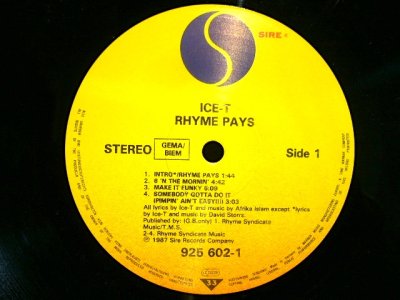 画像3: ICE-T ‎/ RHYME PAYS (GEMA-LP)