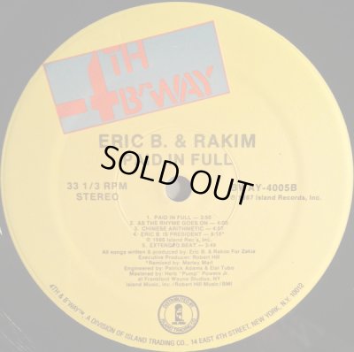 画像4: ERIC B. & RAKIM / PAID IN FULL (US-LP)
