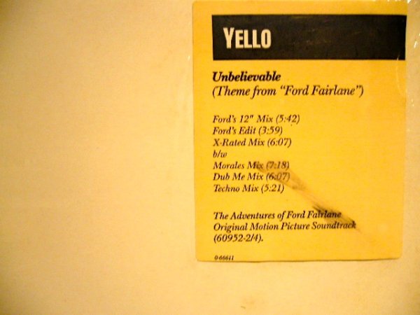 画像2: YELLO / UNBELIEVABLE (Theme From "Ford Fairlane") (2)