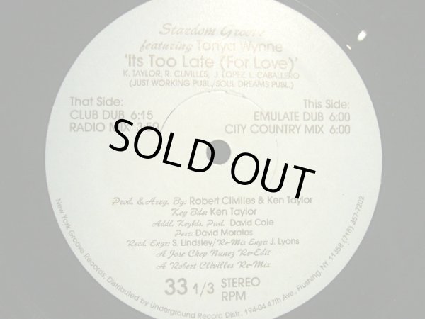 画像2: STARDOM GROOVE Feat. TONYA WYNNE / IT’S TOO LATE (FOR  LOVE) (2)