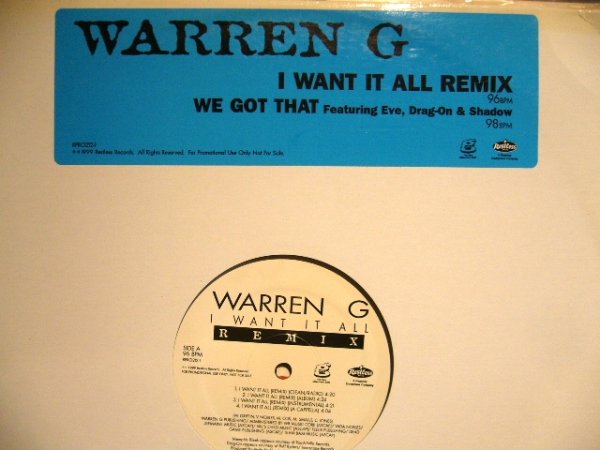 画像1: WARREN G / I WANT IT ALL (REMIX)  (US-PROMO) (1)