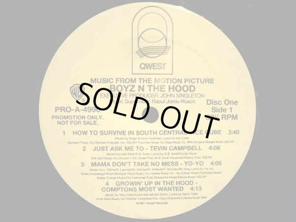 画像5: O.S.T / BOYZ N THE HOOD (MUSIC FROM THE MOTION PICTURE)  (US PROMO-2LP) (5)