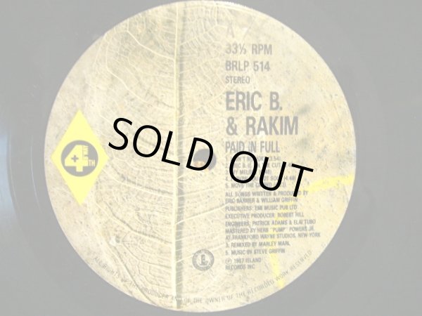 画像3: ERIC B. & RAKIM / PAID IN FULL  (UK-LP)  (3)