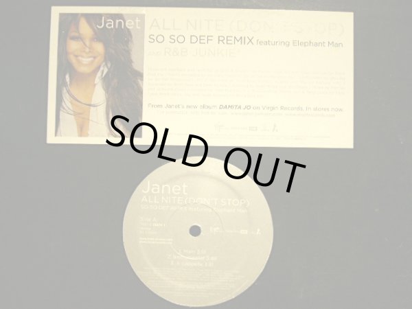 画像1: JANET FEATURING ELEPHANT MAN ‎/ ALL NITE (DON'T STOP) (SO SO DEF REMIX) / R&B JUNKIE (1)