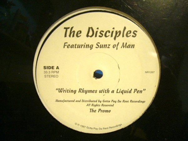 画像1: THE DISCIPLES FEAT. SUNZ OF MAN ‎/ WRITING RHYMES WITH A LIQUID PEN  (PROMO-SS盤) (1)