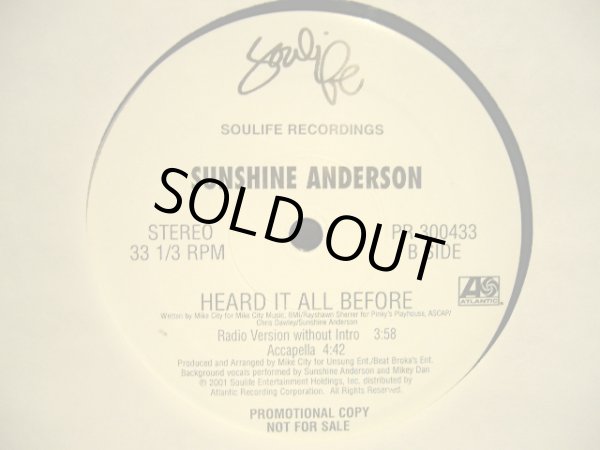 画像3: SUNSHINE ANDERSON ‎/ HEARD IT ALL BEFORE  (US-PROMO) (3)