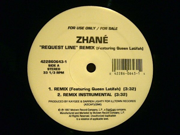 画像1: ZHANE ‎/ REQUEST LINE (REMIX) feat. QUEEN LATIFAH (1)