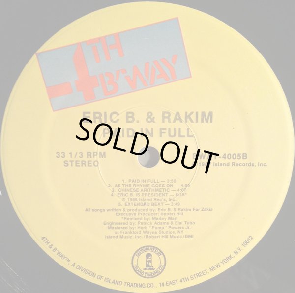画像4: ERIC B. & RAKIM / PAID IN FULL (US-LP) (4)