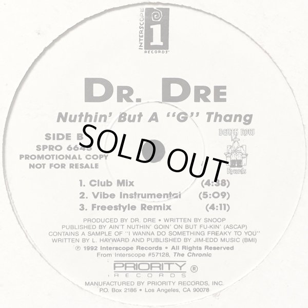 画像2: DR. DRE / NUTHIN' BUT A 'G' THANG  (US-PROMO) (2)