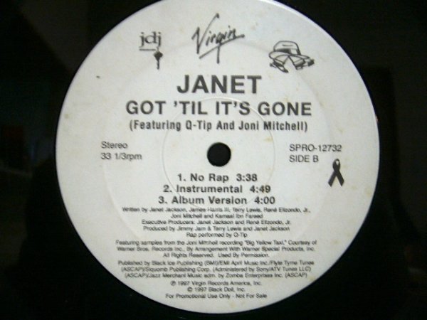 画像2: JANET FEATURING Q-TIP AND JONI MITCHELL / GOT 'TIL IT'S GONE  (US-PROMO) (2)