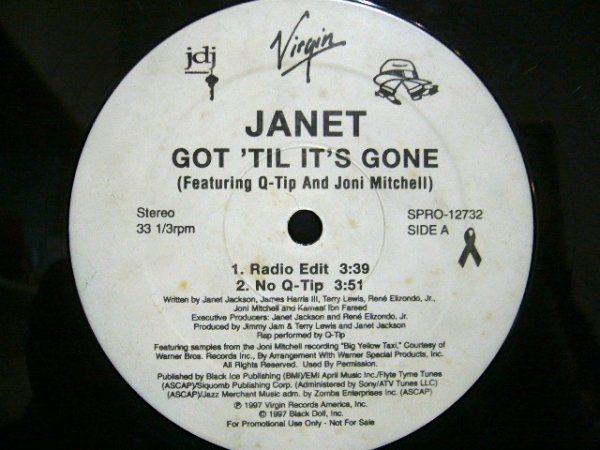 画像1: JANET FEATURING Q-TIP AND JONI MITCHELL ‎/ GOT 'TIL IT'S GONE  (US-PROMO) (1)