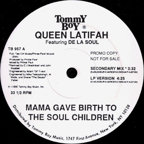 画像2: QUEEN LATIFAH FEAT. DE LA SOUL / MAMA GAVE BIRTH TO THE SOUL CHILDREN (US-PROMO) (2)