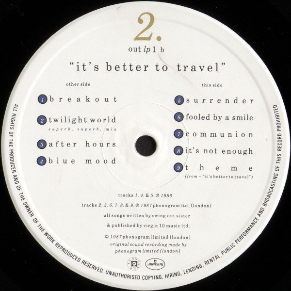 画像4: SWING OUT SISTER / IT’S BETTER TO TRAVEL (UK-LP) (4)