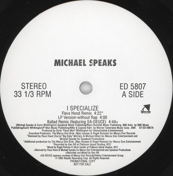 画像2: MICHAEL SPEAKS / I SPECIALIZE (US-PROMO) (2)